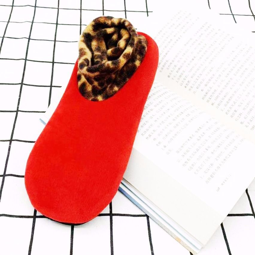 Cozy Thick And Non-Slip For Adults Socks Winter Warmth Unisex Short Leopard Print Floor Socks