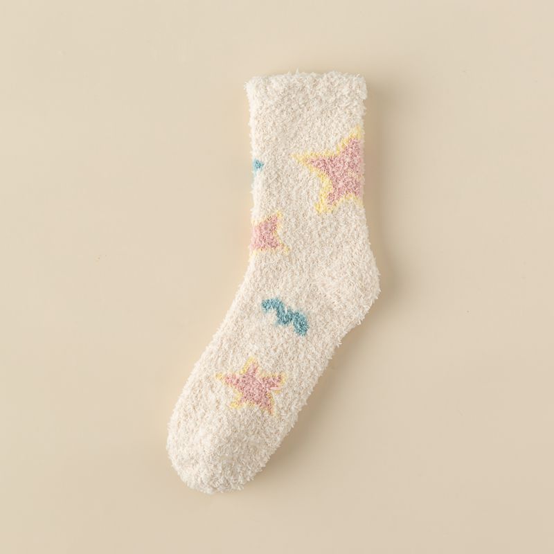 Kawaii Socks Coral Fleece Women's Winter Floor-Length Socks Cozy Cute and Bestselling for the Winter