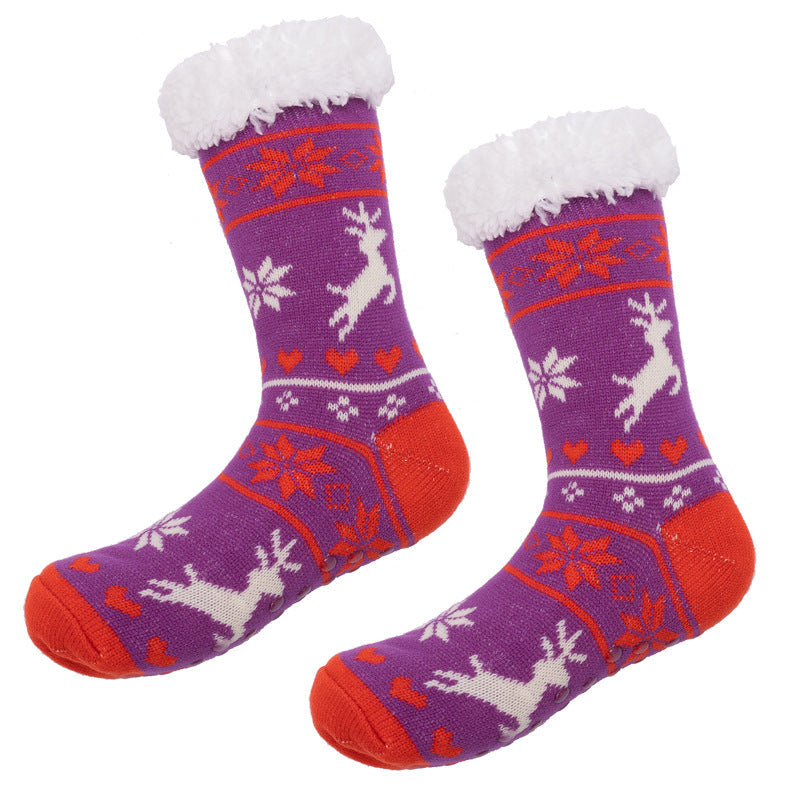 Slipper Socks Winter Socks With Extra Fleece Sole Adhesive Socks For Adult Floor Socks