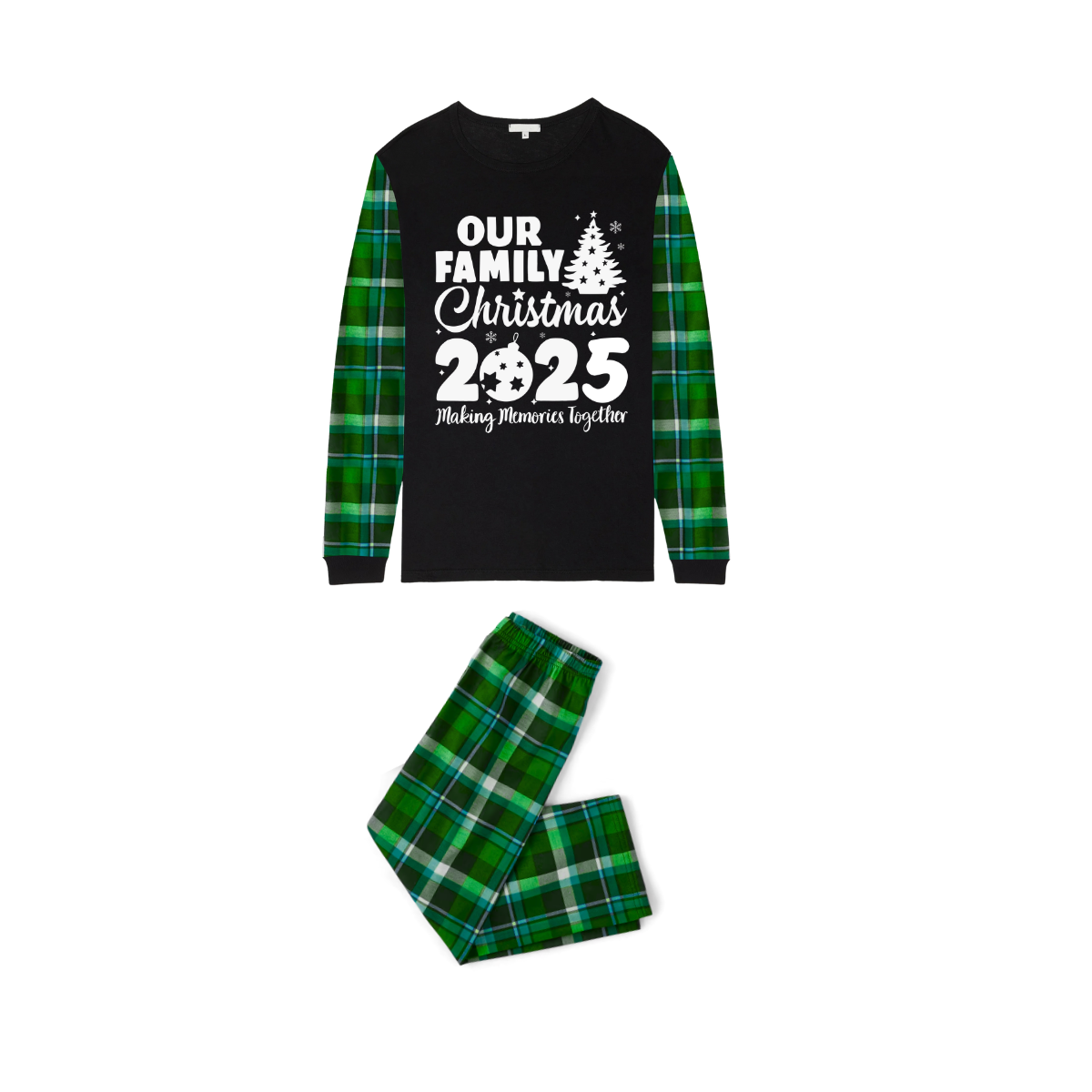 2025 Our Family Christmas Matching Pajamas -Dark Green Plaid