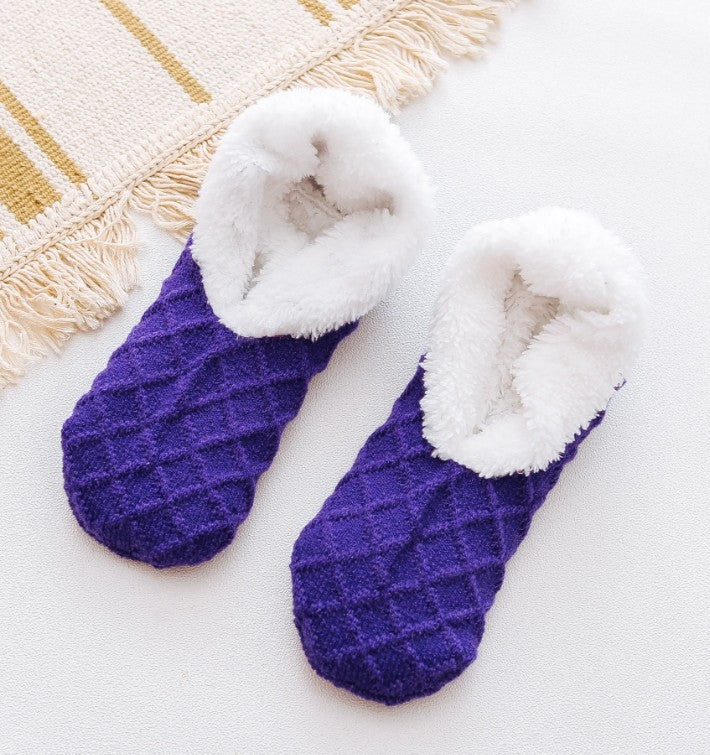 Stylish Black Gray Socks-Cozy Woolen Socks for Warmth Thick Floor Socks