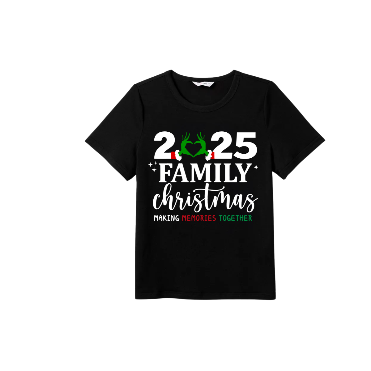 "2025 Family Christmas" Quirky Heart Letter Print Black Short Sleeve with Red & Black Plaid Pant Family Matching Pajamas