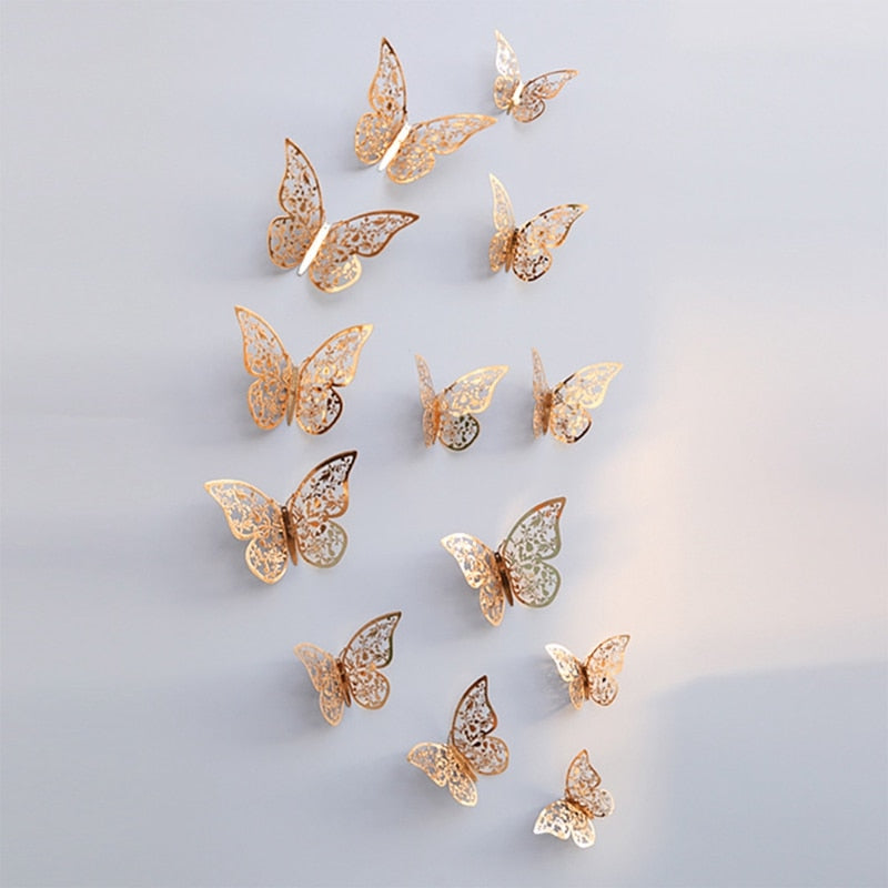 12Pcs 3D Hollow Butterfly Wall Sticker
