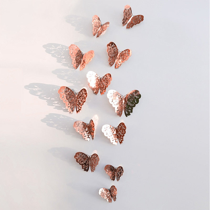12Pcs 3D Hollow Butterfly Wall Sticker