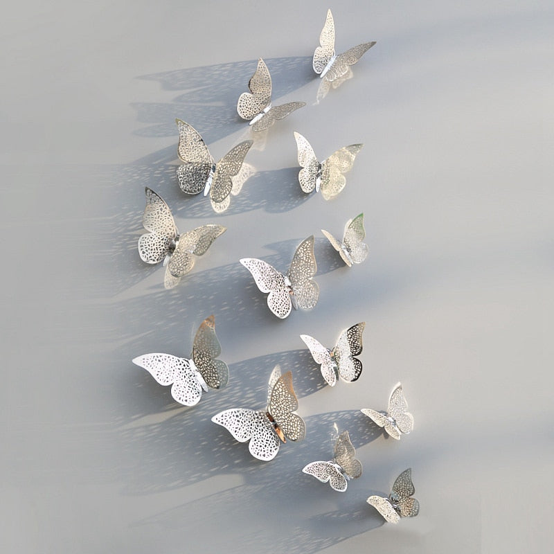 12Pcs 3D Hollow Butterfly Wall Sticker