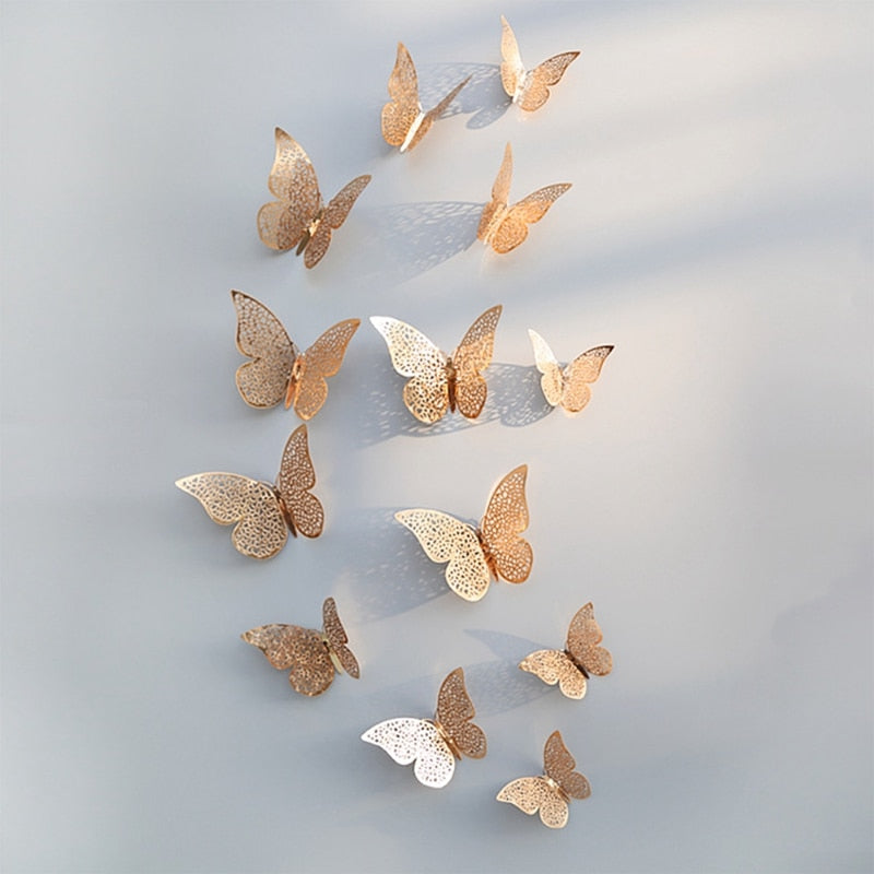 12Pcs 3D Hollow Butterfly Wall Sticker