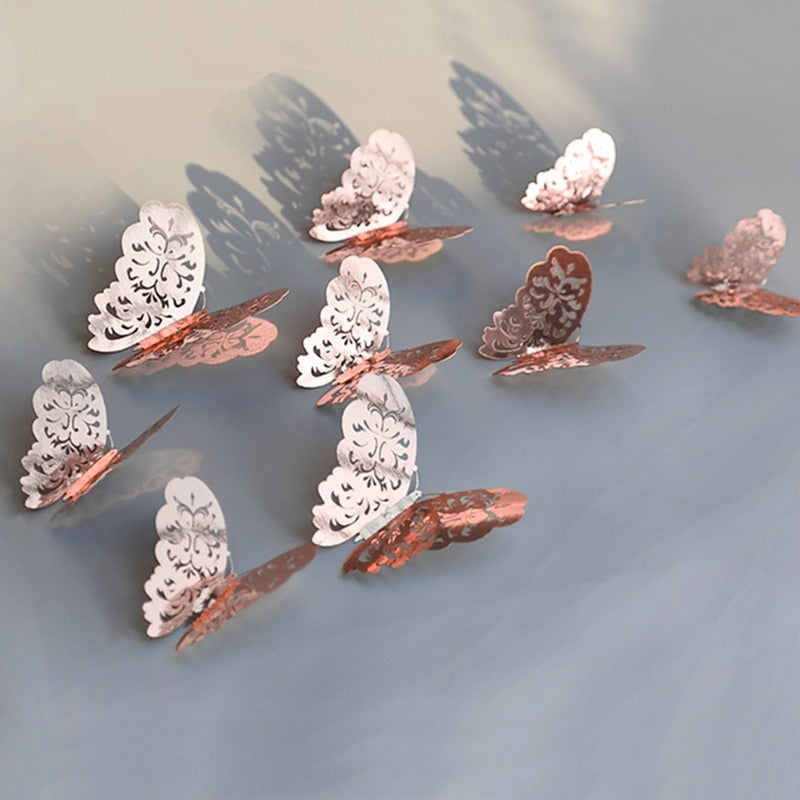 12Pcs 3D Hollow Butterfly Wall Sticker