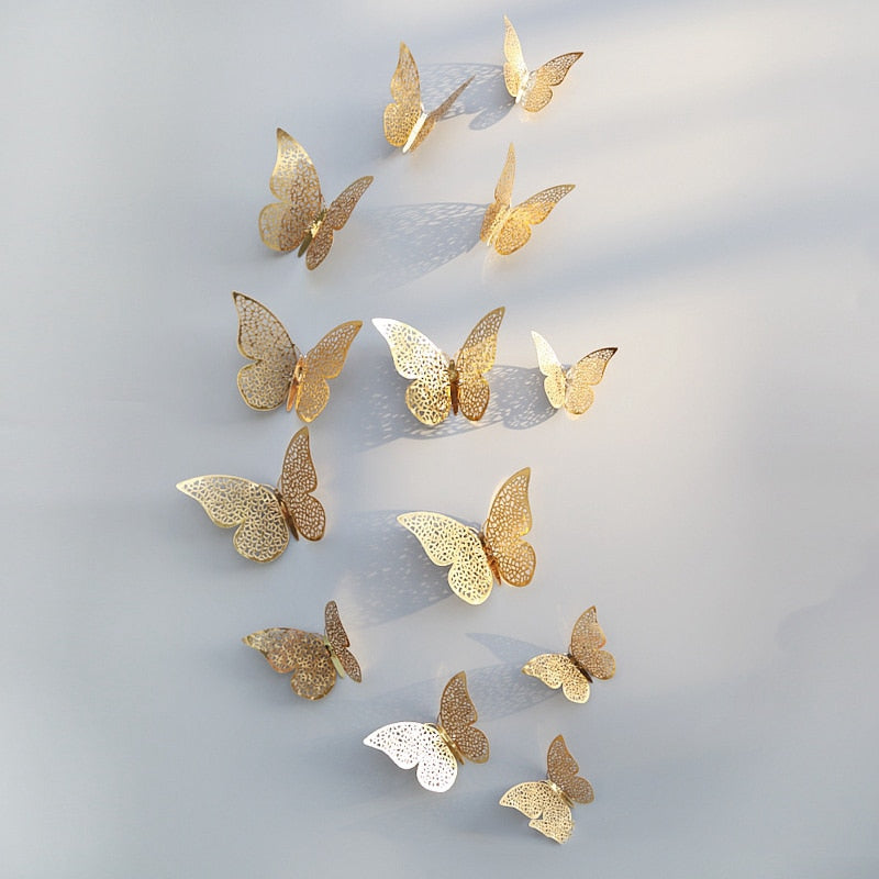 12Pcs 3D Hollow Butterfly Wall Sticker