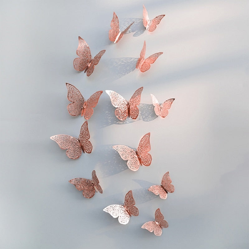 12Pcs 3D Hollow Butterfly Wall Sticker