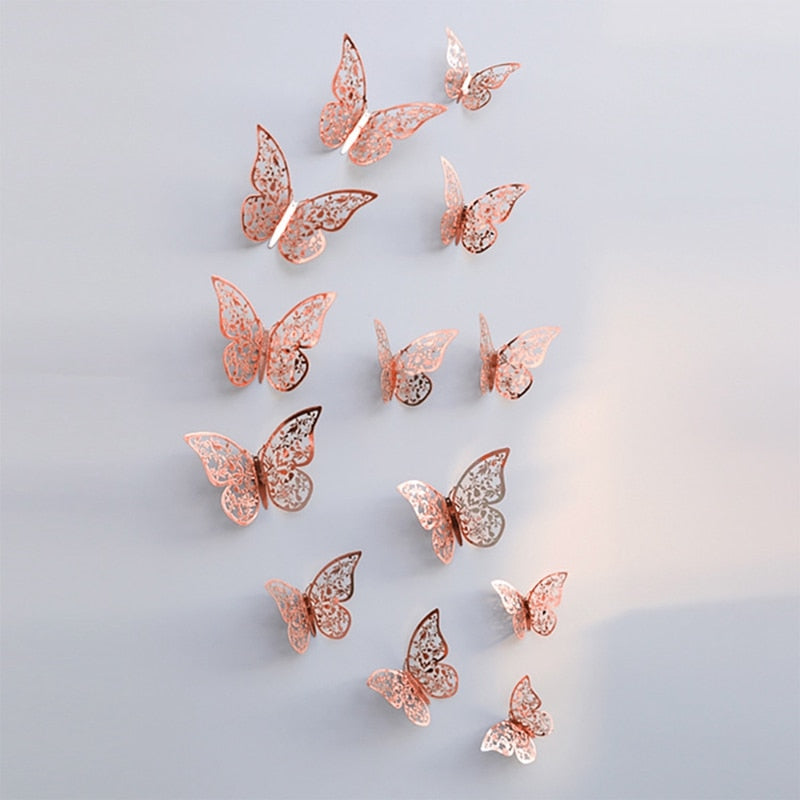 12Pcs 3D Hollow Butterfly Wall Sticker