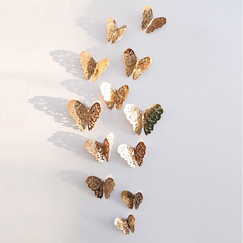12Pcs 3D Hollow Butterfly Wall Sticker