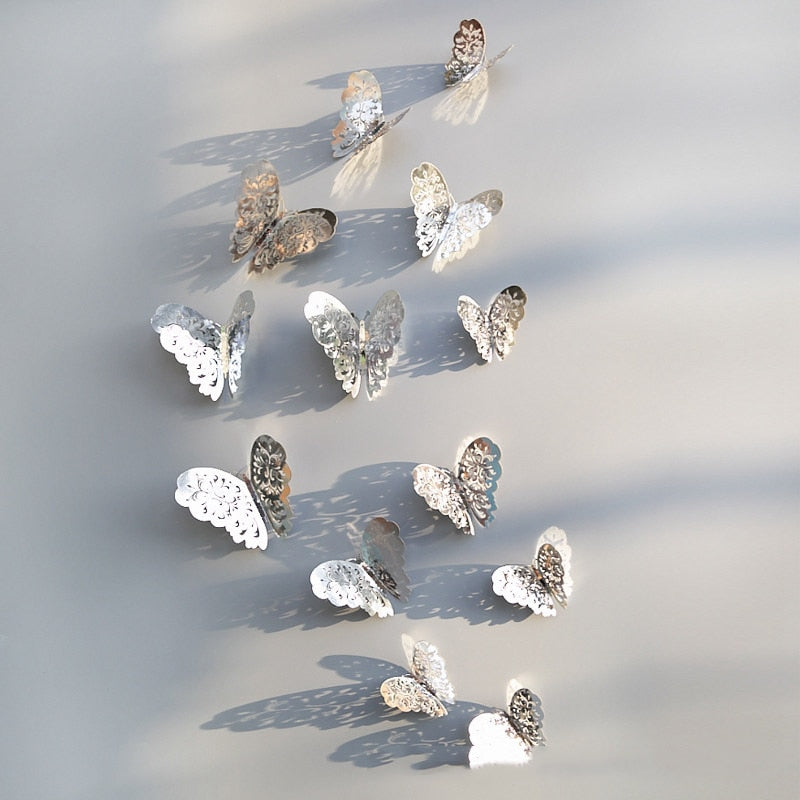 12Pcs 3D Hollow Butterfly Wall Sticker
