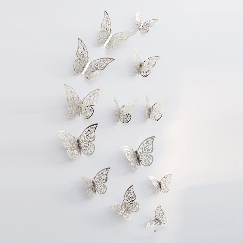 12Pcs 3D Hollow Butterfly Wall Sticker