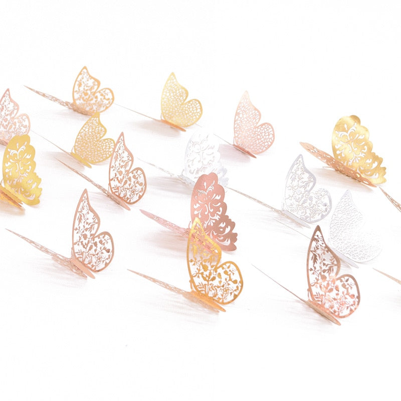 12Pcs 3D Hollow Butterfly Wall Sticker