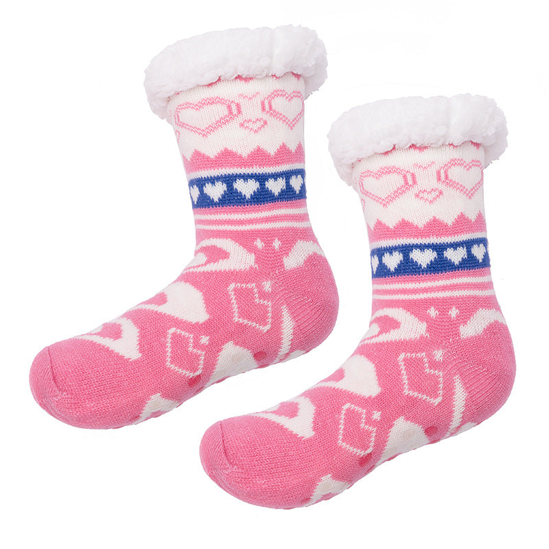 Slipper Socks Winter Socks With Extra Fleece Sole Adhesive Socks For Adult Floor Socks