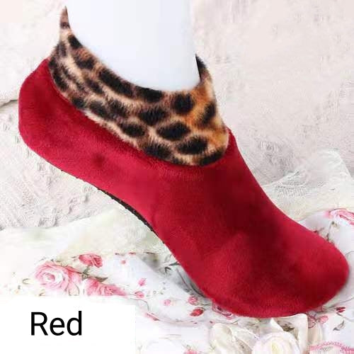 Cozy Thick And Non-Slip For Adults Socks Winter Warmth Unisex Short Leopard Print Floor Socks
