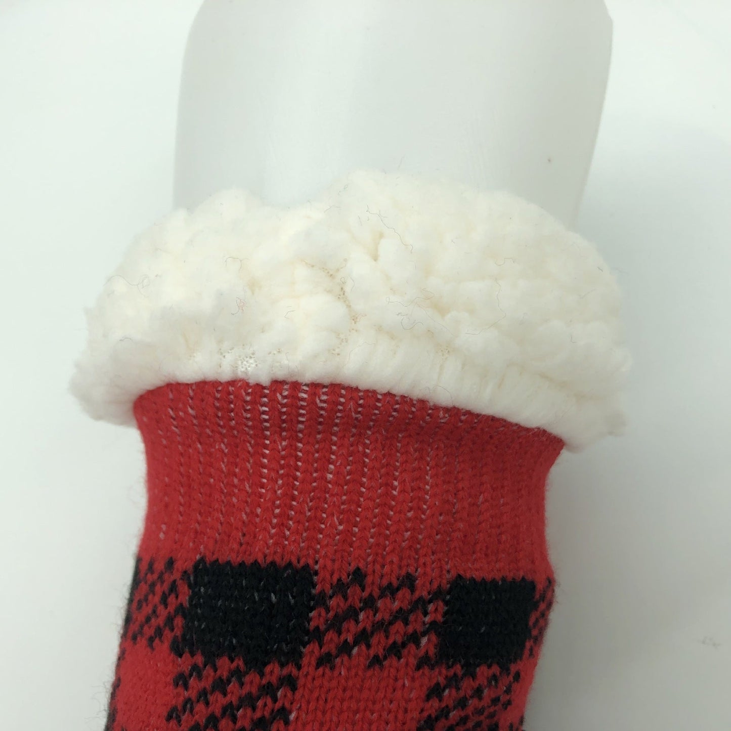 Plaid Thick Striped Sherpa Slipper Socks Leg Warmers For Cozy Home Sleep, Non-Slip Floor Socks For Autumn/Winter Women