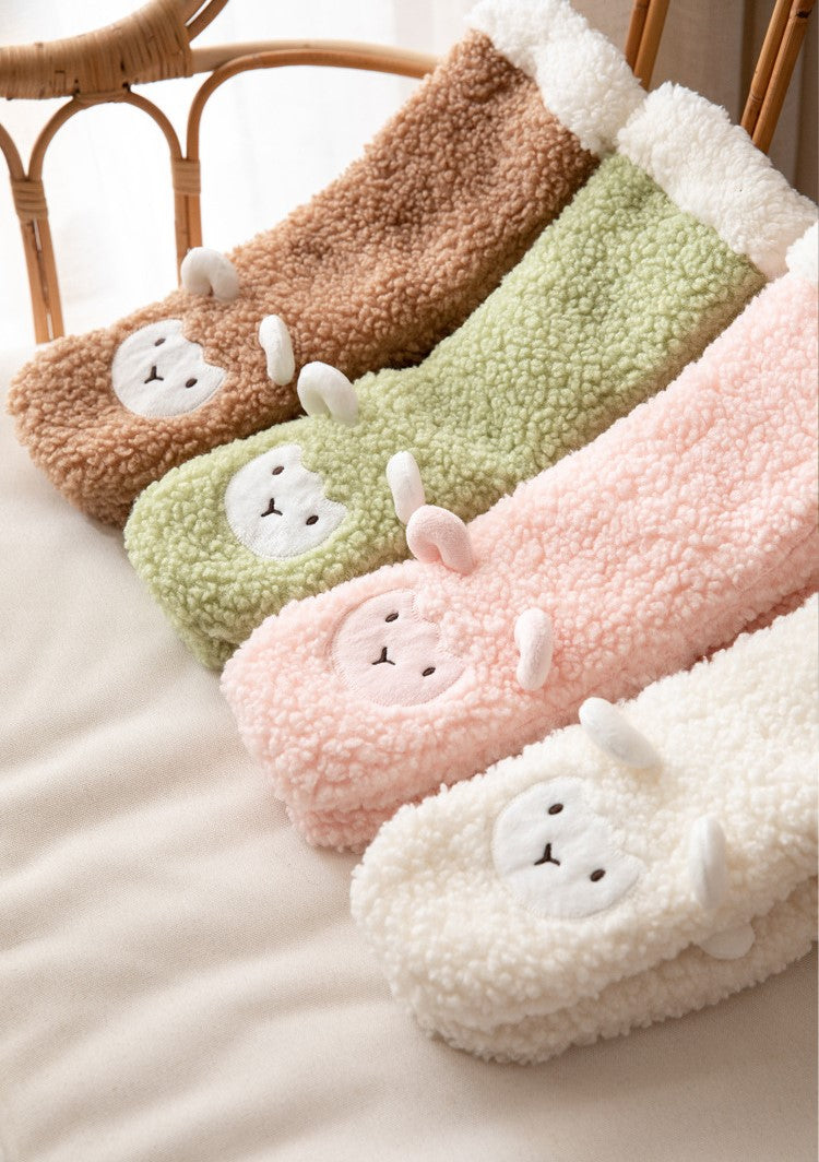 Home Floor Cute Socks Sleep Socks Christmas Snow Socks Coral Velvet Slippers Carpet Socks