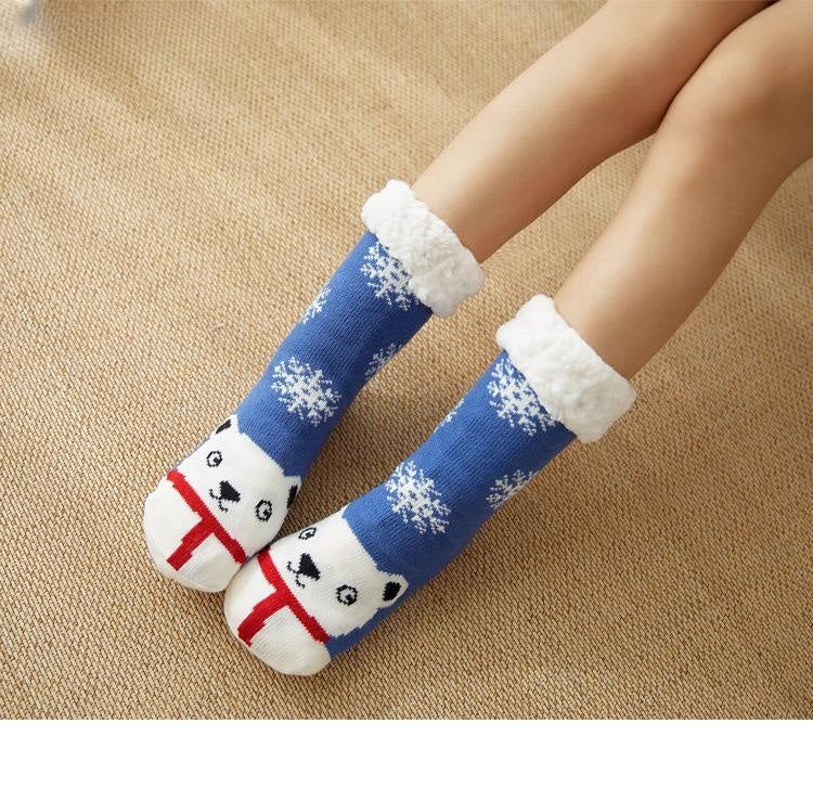 Christmas Floor Socks Adult Plus Fleece Home Sleeping Socks Carpet Sock Leg Cover Non-Slip