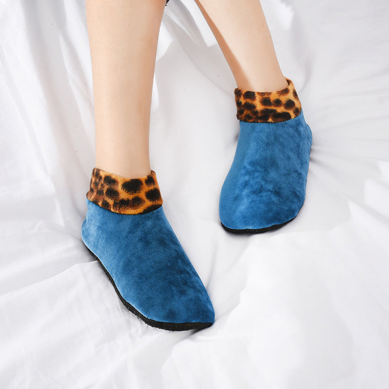 Cozy Thick And Non-Slip For Adults Socks Winter Warmth Unisex Short Leopard Print Floor Socks