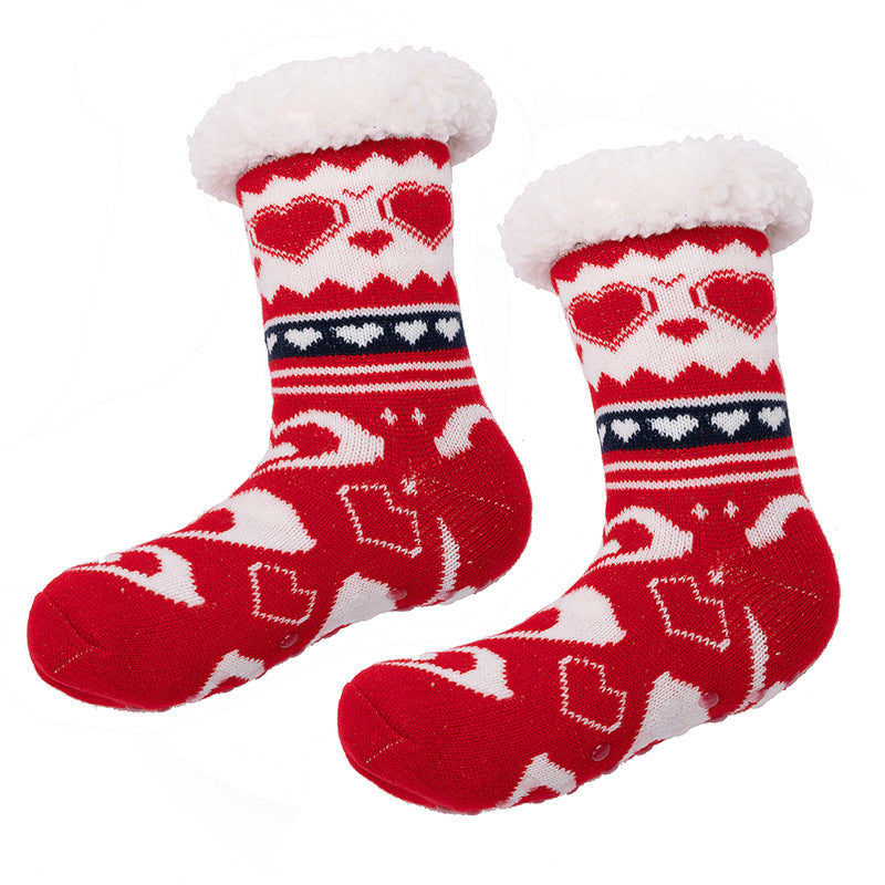 Slipper Socks Winter Socks With Extra Fleece Sole Adhesive Socks For Adult Floor Socks