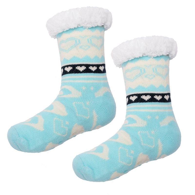 Slipper Socks Winter Socks With Extra Fleece Sole Adhesive Socks For Adult Floor Socks