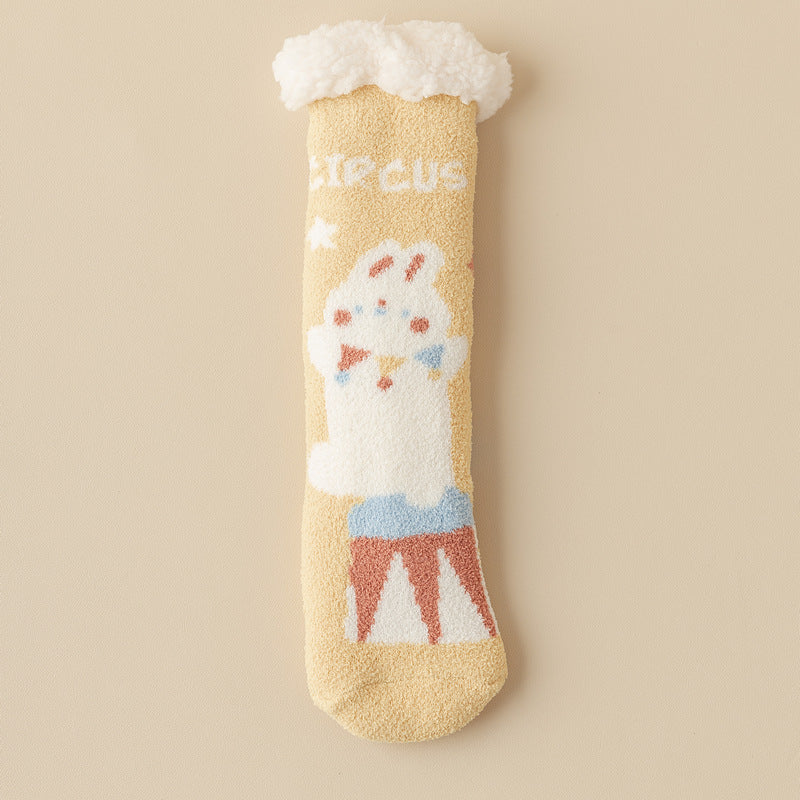 Lamb Velvet Socks Women's Winter Sleep Socks Silicone Non-Slip Floor Socks Christmas Red Socks