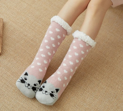 Christmas Floor Socks Adult Plus Fleece Home Sleeping Socks Carpet Sock Leg Cover Non-Slip