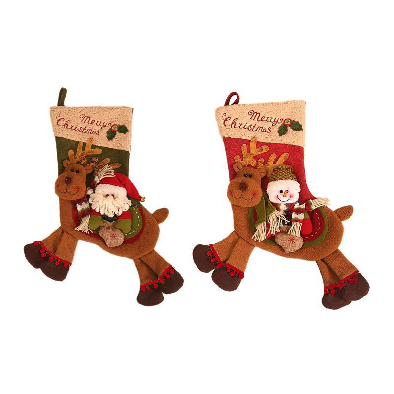 Christmas Decoration Santa/Snowman Riding Deer Christmas Socks Candy Bags