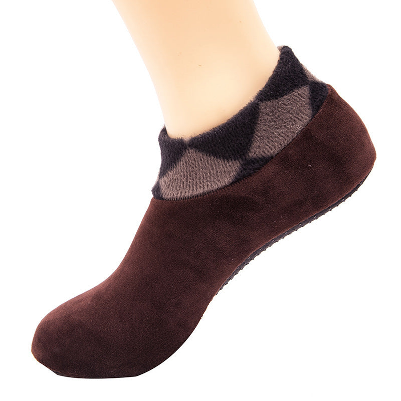 Cozy Thick And Non-Slip For Adults Socks Winter Warmth Unisex Short Leopard Print Floor Socks
