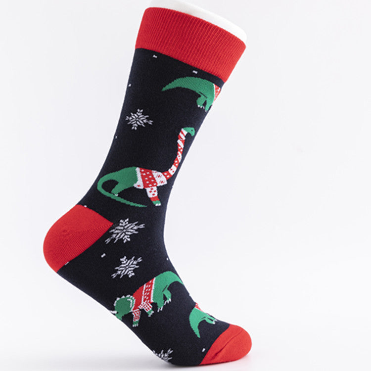 Christmas Plus Size Colorful Cotton Men's Socks 6 Pairs