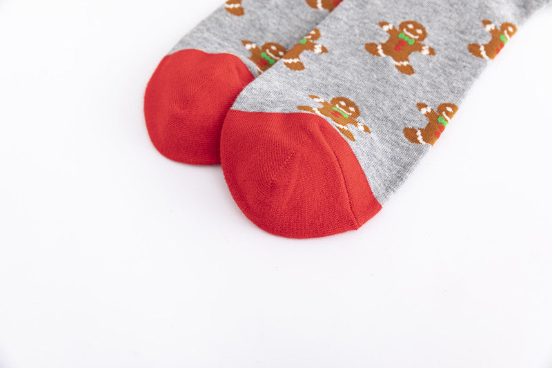 Christmas Plus Size Colorful Cotton Men's Socks 6 Pairs