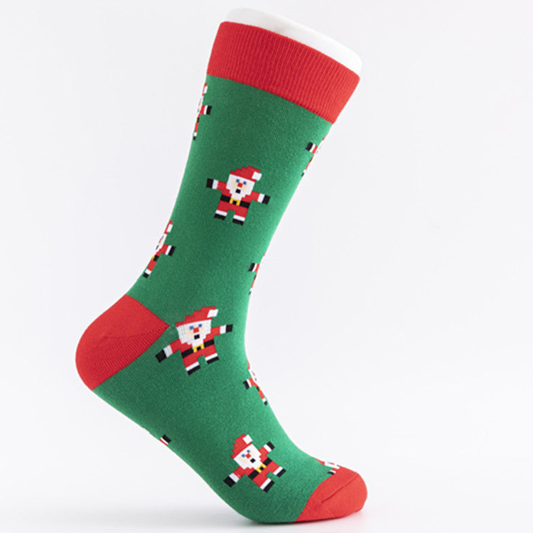 Christmas Plus Size Colorful Cotton Men's Socks 6 Pairs