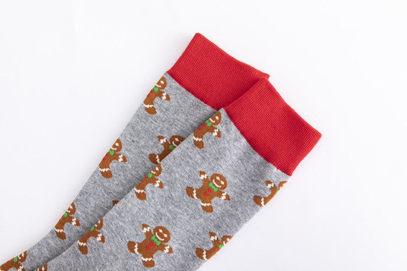 Christmas Plus Size Colorful Cotton Men's Socks 6 Pairs