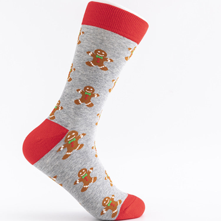 Christmas Plus Size Colorful Cotton Men's Socks 6 Pairs