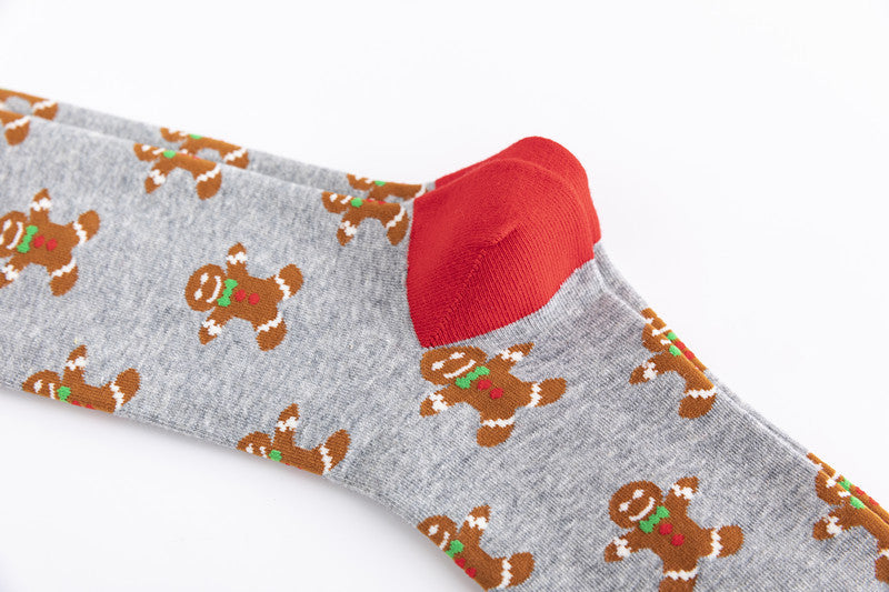 Christmas Plus Size Colorful Cotton Men's Socks 6 Pairs