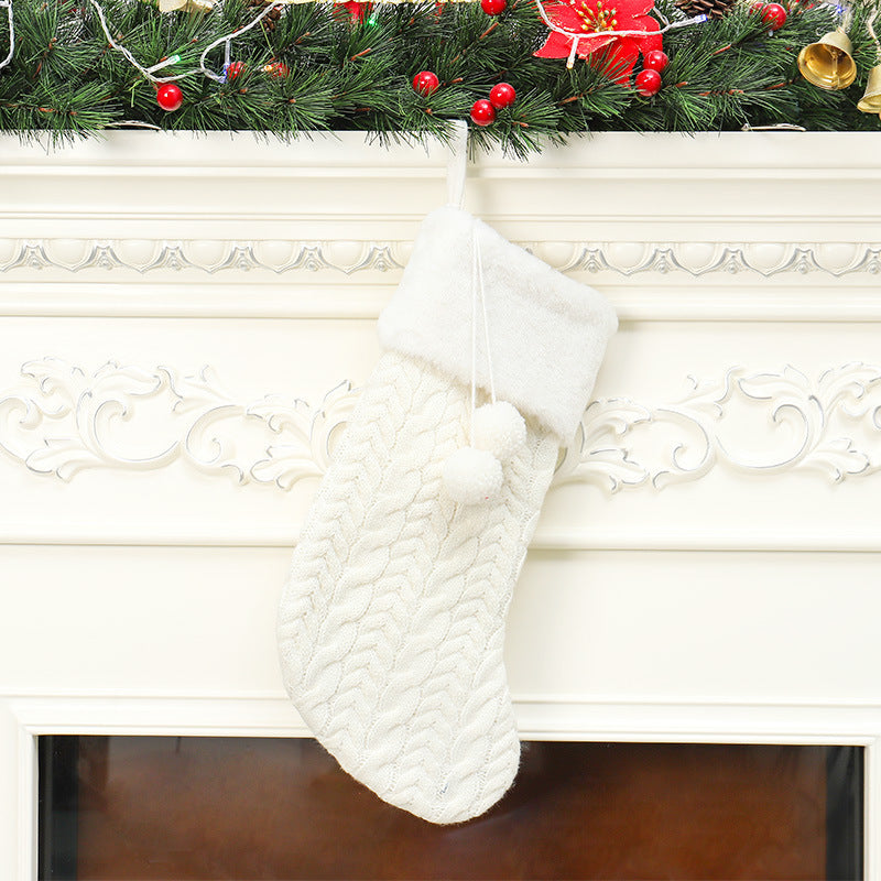 Christmas Ornaments Solid Color Knitted Wool Christmas Socks Children's Gifts