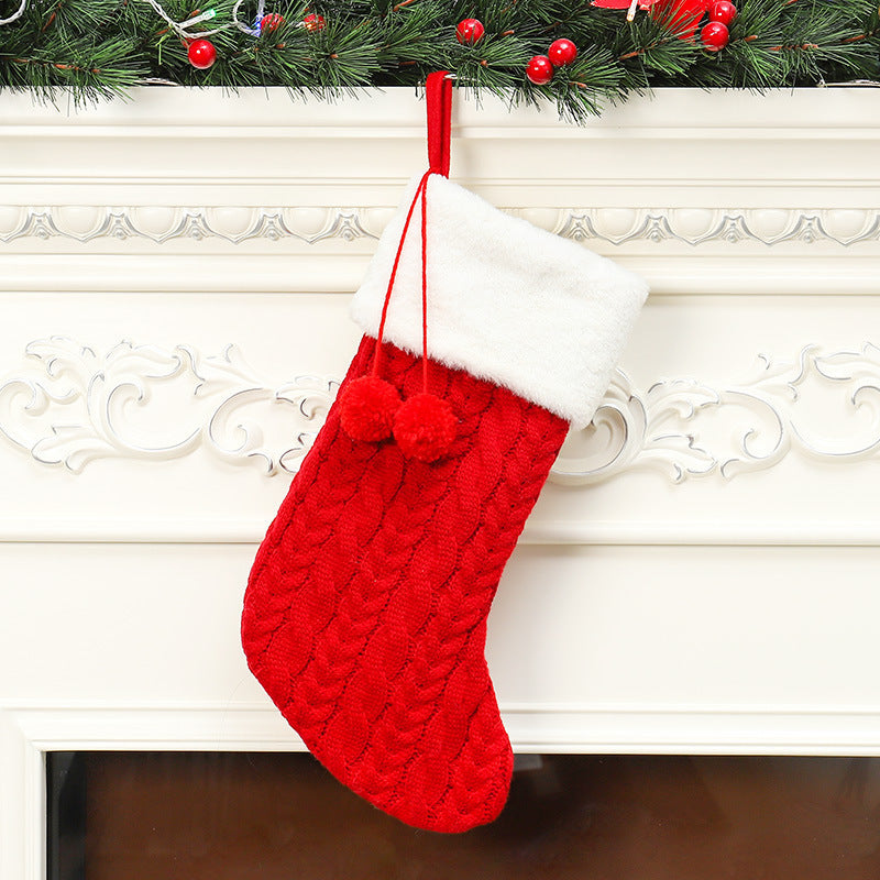 Christmas Ornaments Solid Color Knitted Wool Christmas Socks Children's Gifts