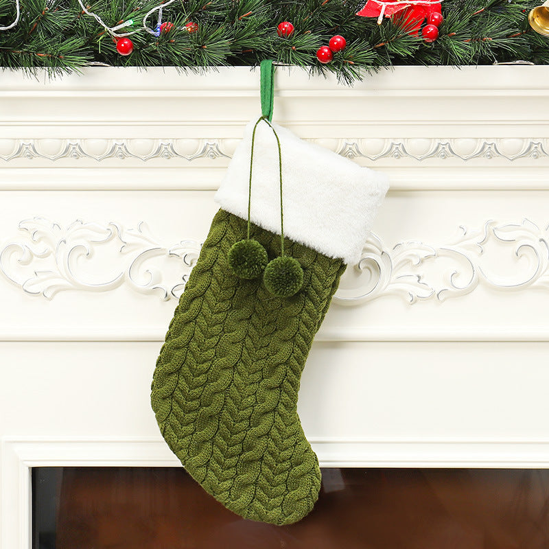 Christmas Ornaments Solid Color Knitted Wool Christmas Socks Children's Gifts