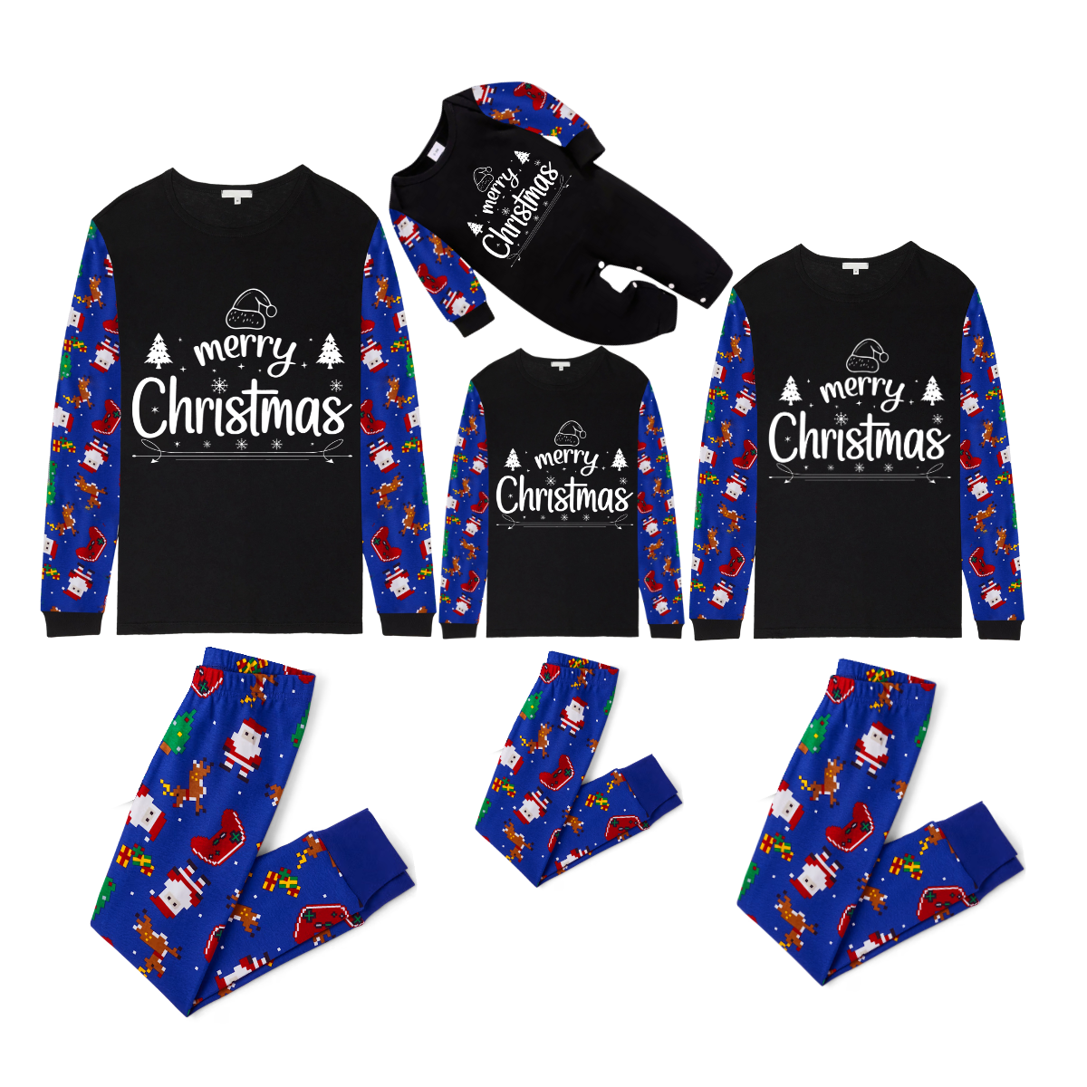 Chalkboard Merry Christmas Pajamas - Santa Blue Print