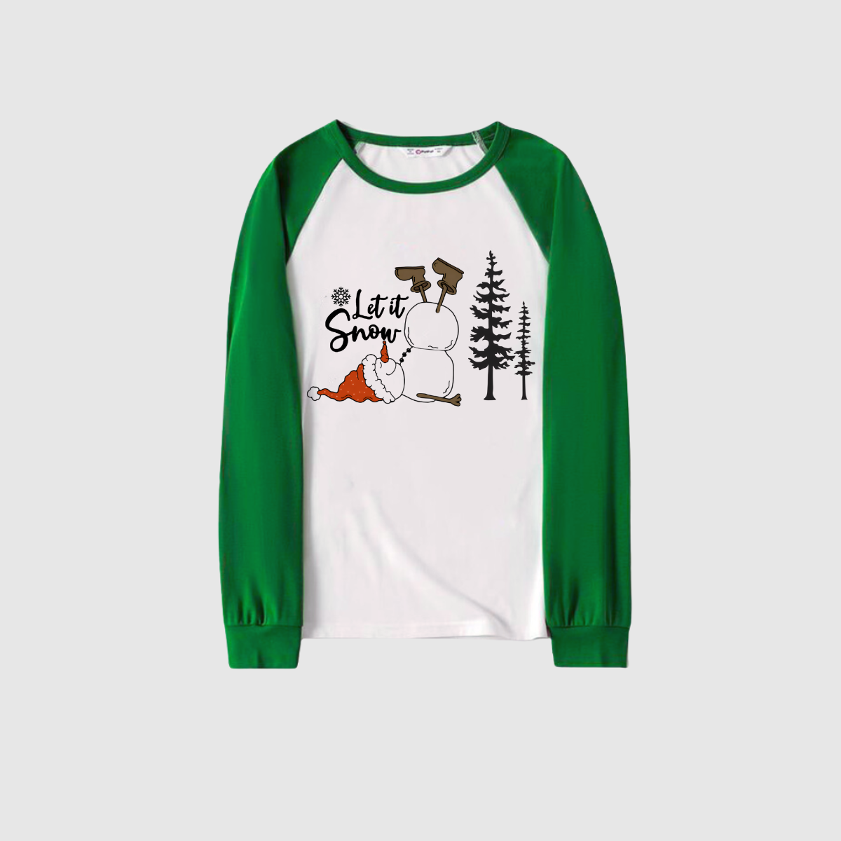 Let it Snow Family Pajamas - Green Santa Pattern