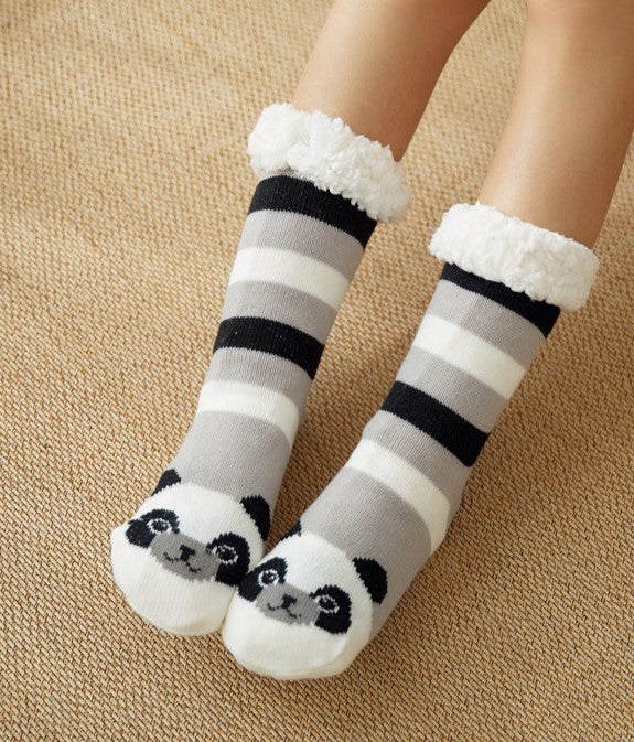 Christmas Floor Socks Adult Plus Fleece Home Sleeping Socks Carpet Sock Leg Cover Non-Slip