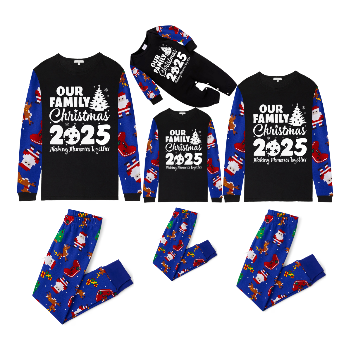 2025 Our Family Christmas Matching Pajamas -Santa Blue
