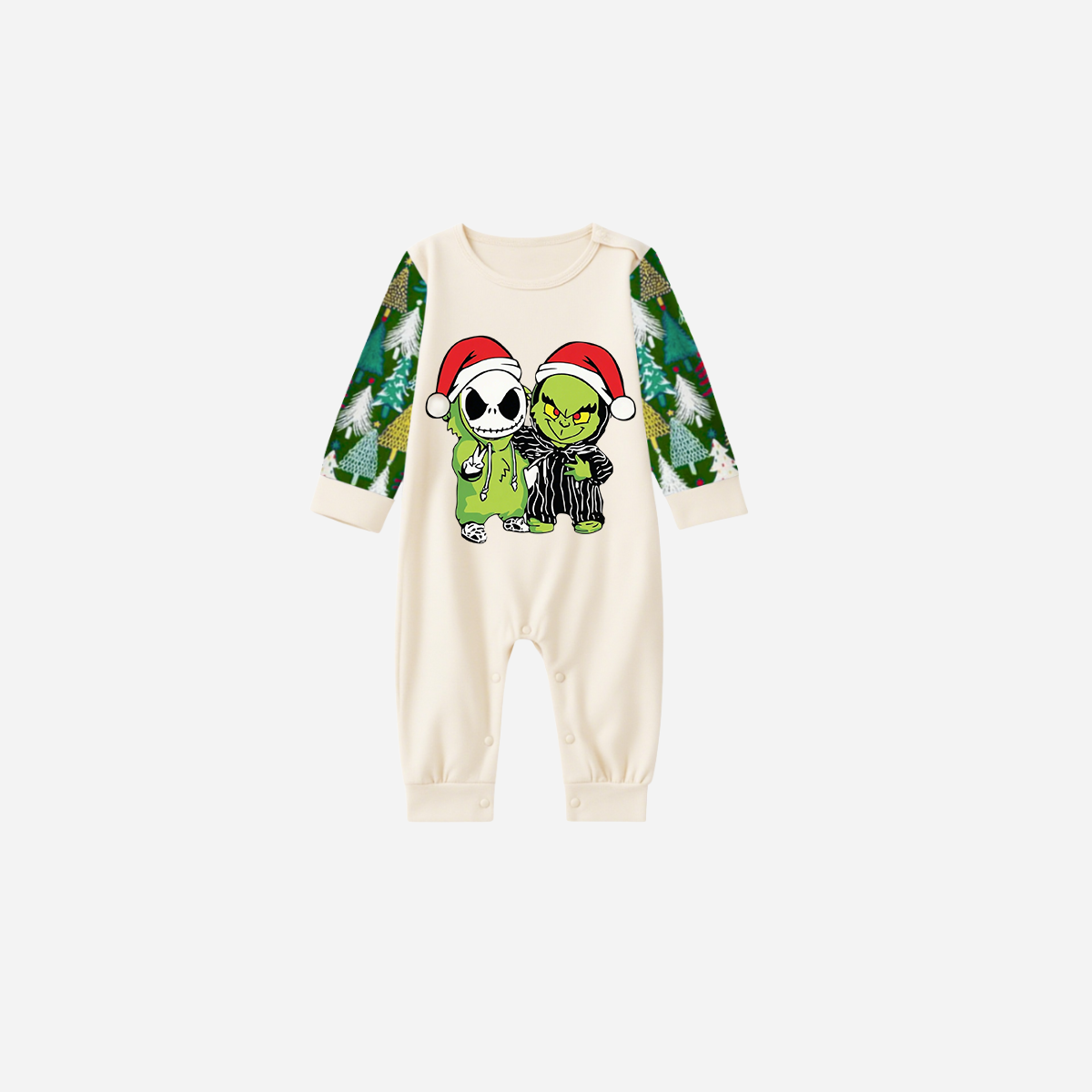 Family Christmas Pajamas Set With "Christmas With Grinch and Cartoon Pattern Print