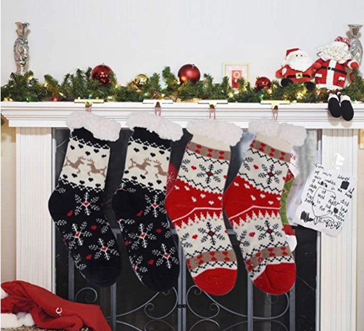 Christmas Floor Socks Adult Plus Fleece Home Sleeping Socks Carpet Sock Leg Cover Non-Slip