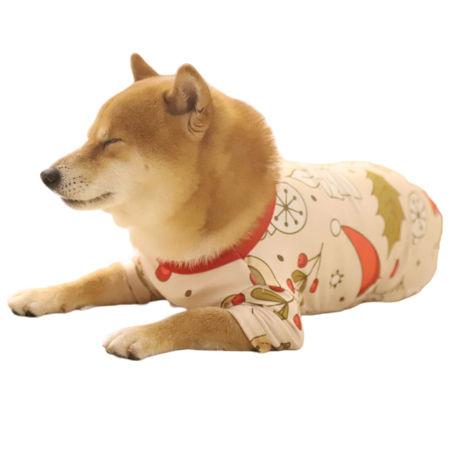Merry Christmas Candle Leaf Plant Bow Print Cute Dog Clothes Pet Christmas Outfits