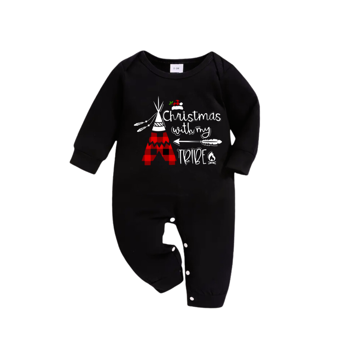 "Christmas With My Tribe" Text Printed Red and Green Plaid Christmas Family Matching Pajamas