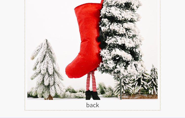 Christmas Tree Ornaments Love Print Fluffy Hanging Leg Plaid Red/gray Christmas Gift Socks