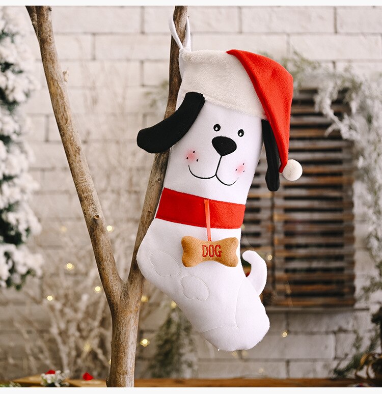 Cute Dog with Bone Christmas Stockings