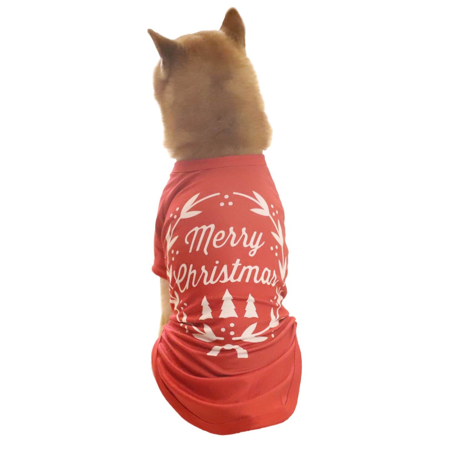Merry Christmas Letter Print and Wreath Red Pet Clothes Dog Outfits